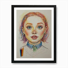 Girl With Colored Hair Art Print