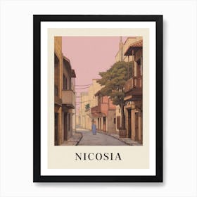 Nicosia Cyprus 3 Vintage Pink Travel Illustration Poster Art Print