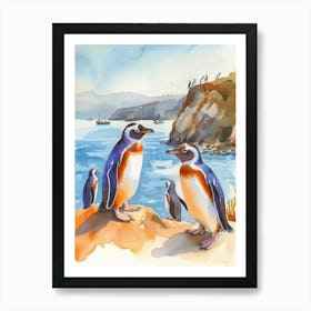 Humboldt Penguin Petermann Island Watercolour Painting 2 Art Print