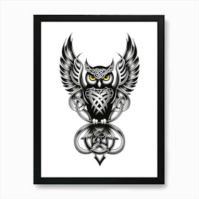 Celtic Owl Tattoo Art Print