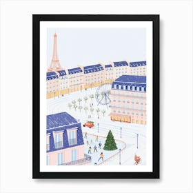 Christmas In Paris Illustration Art Print