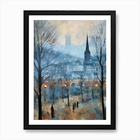 Winter City Park Painting Princes Street Gardens Edinburgh Scotland 1 Art Print