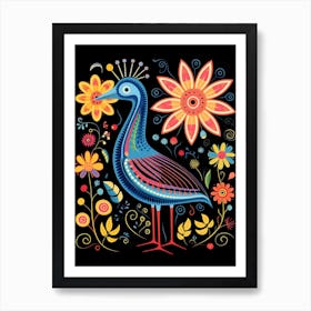 Folk Bird Illustration Kiwi 2 Art Print