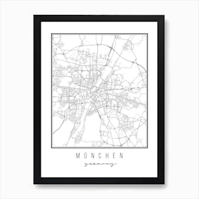 München Germany Street Map Art Print