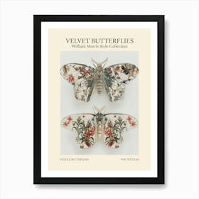 Velvet Butterflies Collection Textile Butterflies William Morris Style 7 Poster