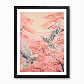 Vintage Japanese Inspired Bird Print Mockingbird 3 Art Print