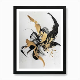 Gold And Black Abstract Painting 50 Art Print