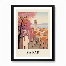 Zadar Croatia 1 Vintage Pink Travel Illustration Poster Art Print