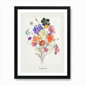 Scabiosa 2 Collage Flower Bouquet Poster Art Print