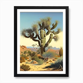 Herbert S Joshua Tree Vintage Botanical Line Drawing  (6) Art Print