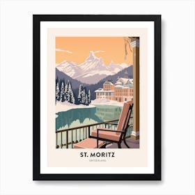 Vintage Winter Travel Poster St Moritz Switzerland 4 Art Print