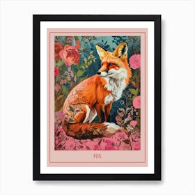 Floral Animal Painting Fox 4 Poster Art Print