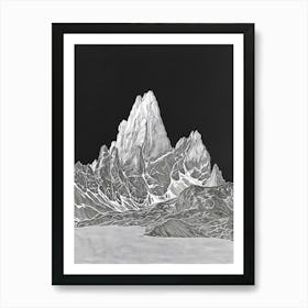 Tryfan Mountain Line Drawing 8 Art Print