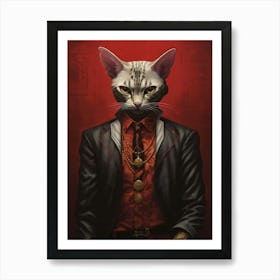 Gangster Cat Egyptian Mau Art Print