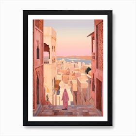 Rabat Morocco 2 Vintage Pink Travel Illustration Art Print