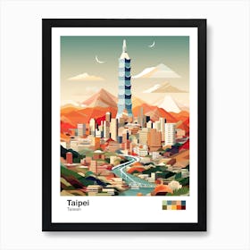 Taipei,Taiwan, Geometric Illustration 2 Poster Poster