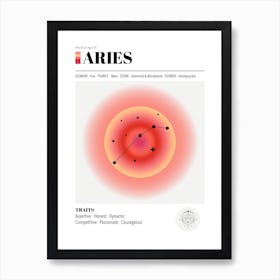 Aries, Astrology, Zodiac Aura, Gradient Poster Art Print