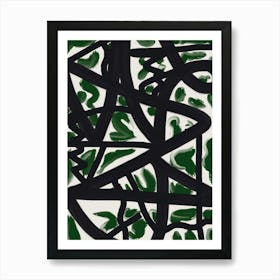 Green And Black abstract Art Print