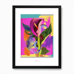 Calla Lily 1 Neon Flower Collage Poster Art Print