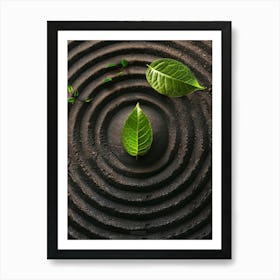 Meditative Circle With Green Leaves Art Print