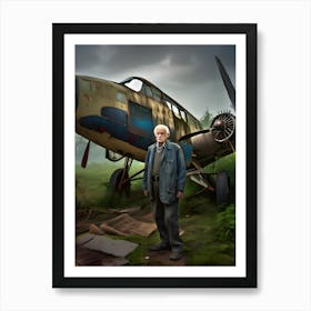 Old Man With Plane 1 Art Print