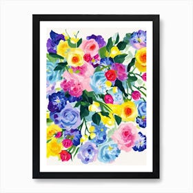 Rose Modern Colourful Flower Art Print