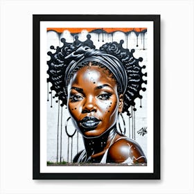 Graffiti Mural Of Beautiful Black Woman 333 Art Print