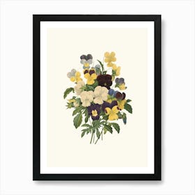 Antique Vintage Flower Illustration - Pansy Art Print