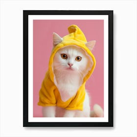 Cat In Yellow Hoodie Art Print