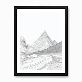 Puncak Jayacarstensz Pyramid Indonesia Line Drawing 2 Art Print