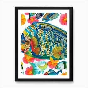 Parrotfish Vintage Graphic Watercolour Art Print