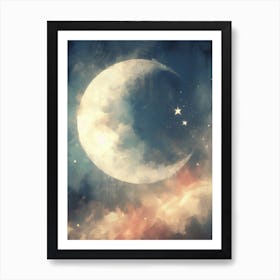 Moon And Stars Art Print