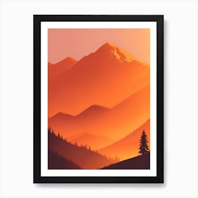 Misty Mountains Vertical Composition In Orange Tone 30 Art Print