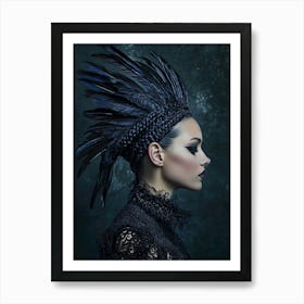 Black Feathered Woman Art Print