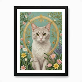 Cat In The Pastel Garden Art Print