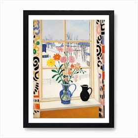 The Windowsill Of Rovaniemi   Finland Snow Inspired By Matisse 1 Art Print