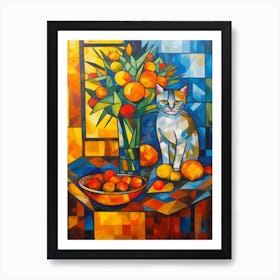Marigold With A Cat 2 Cubism Picasso Style Art Print