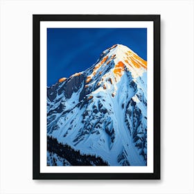 Sunrise On A Snowy Mountain Art Print