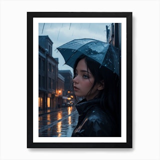 Japanese Girl And Rain Art Print by Vicky Hanggara - Fy