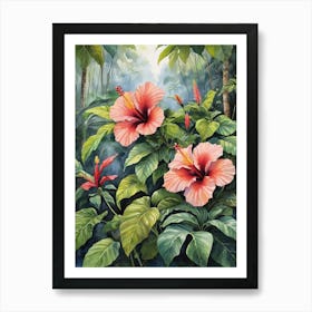 Malaysia National Flower Hibiscus Painting Art Print