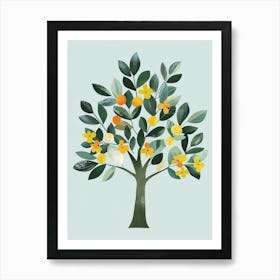 Pecan Tree Flat Illustration 4 Art Print