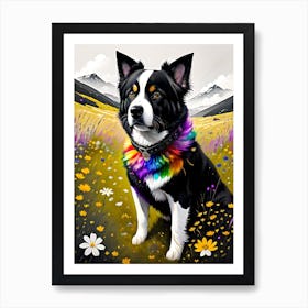 Rainbow Border Collie Art Print