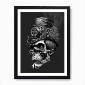 Skull With Tattoo Style Artwork 2 Pastel Stream Punk Art Print