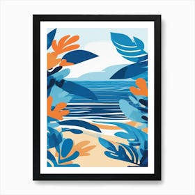 ocean blue leafs print 3 Art Print