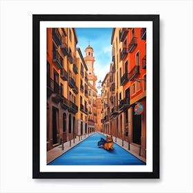 Painting Of Barcelona With A Cat In The Style Of Post Modernism 3 Art Print