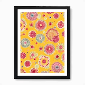 Cosmos Floral Print Retro Pattern 2 Flower Art Print