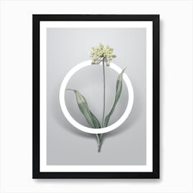 Vintage Golden Garlic Minimalist Floral Geometric Circle on Soft Gray n.0502 Art Print