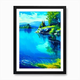 Crystal Clear Blue Lake Landscapes Waterscape Impressionism 3 Art Print