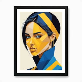 Geometric Woman Portrait Pop Art Fashion Yellow (11) Art Print