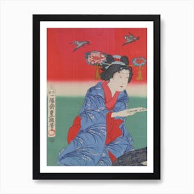Girl in furisode kimono Art Print